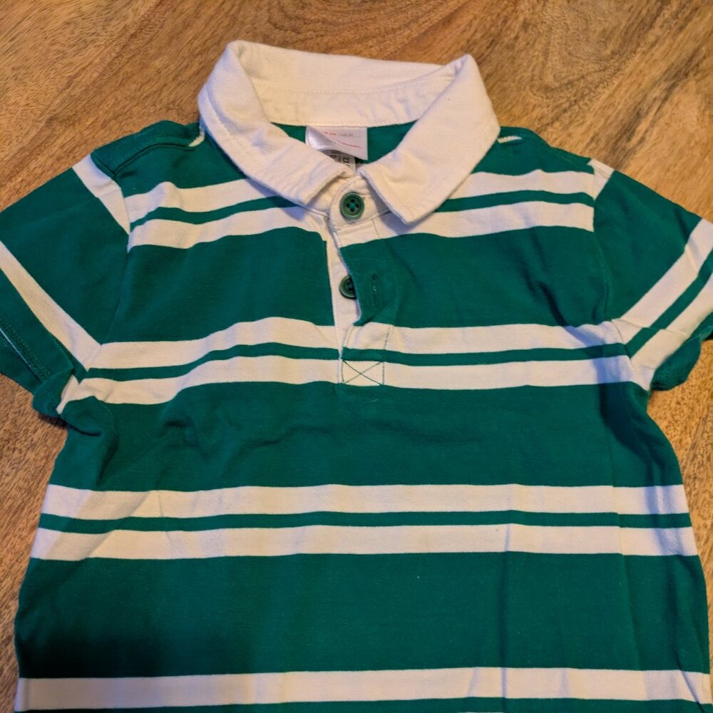 Hanna Andersson Green Striped Collared Shirt 2T